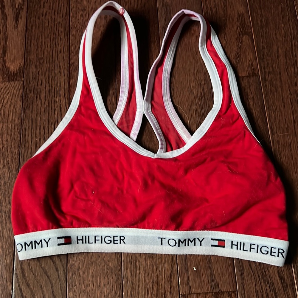 Tommy Hilfiger Red Cotton Lounge Bra No Padding Women’s Size Small